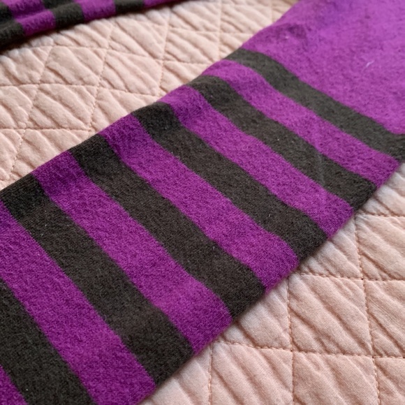 HUE - Leggings - Purple brown stripes Stretch cotton-nylon knit - Medium / large - Picture 2 of 9